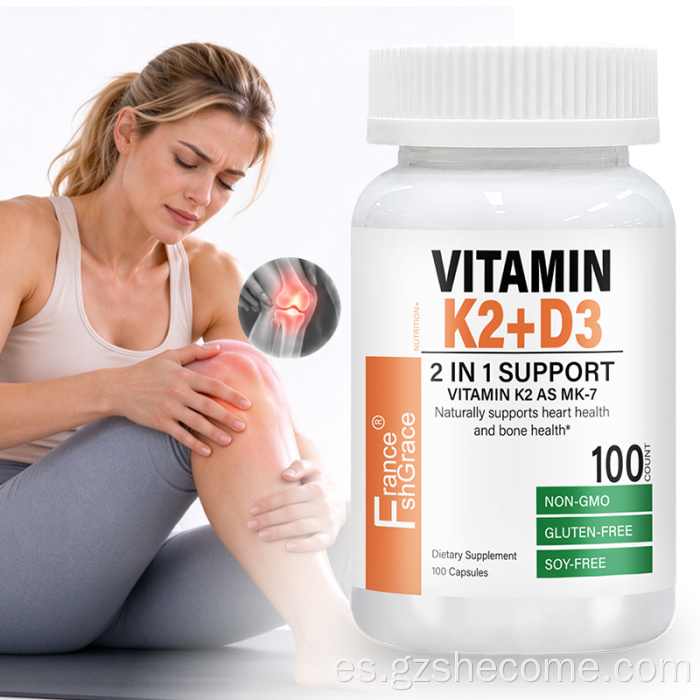 Shecome Vitamina K2 D3 Cápsulas Salud de los huesos del corazón